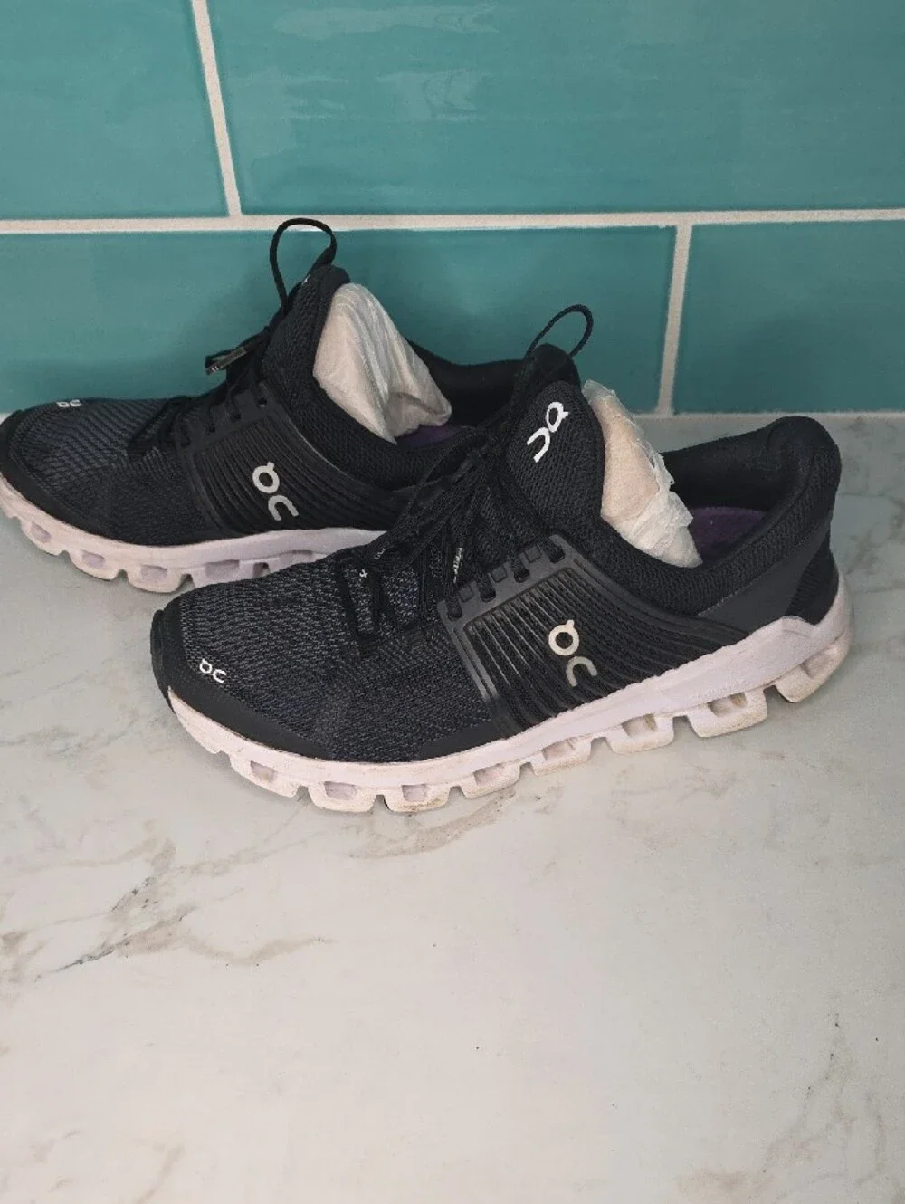 On Running Women's Black and White Cloudfoam Athletic Shoes